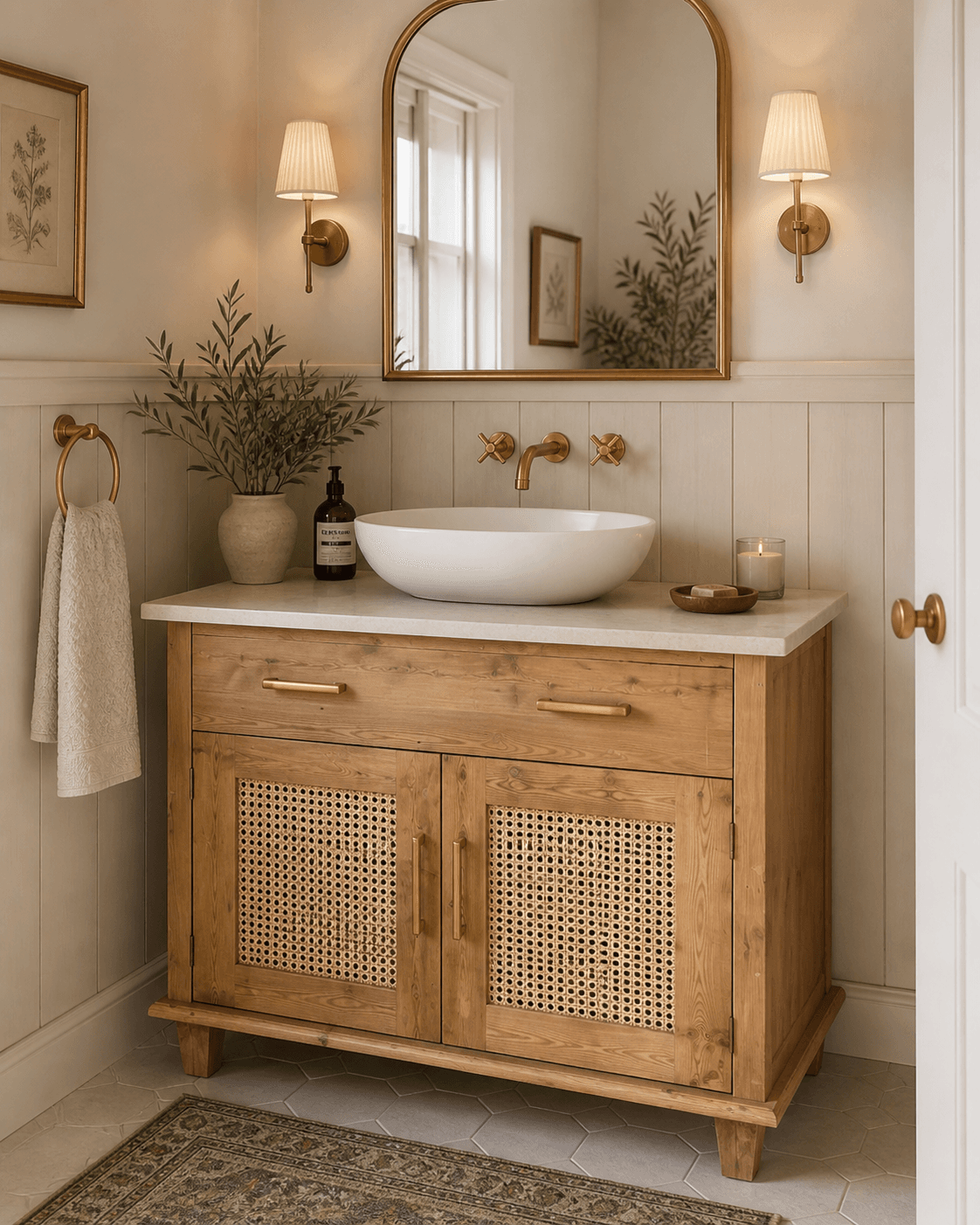 Vanity with Open Shelves